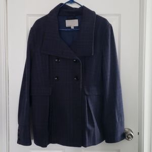 Old Navy Women's Blue Plaid Wool Peacoat XL